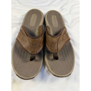 Sperry Top Sider Mens Brown Leather Thong Flip Flop Sandals Size 11
